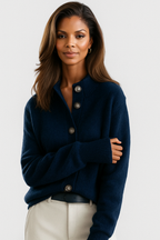 Women’s Soft Knit Mock Neck Button Cardigan