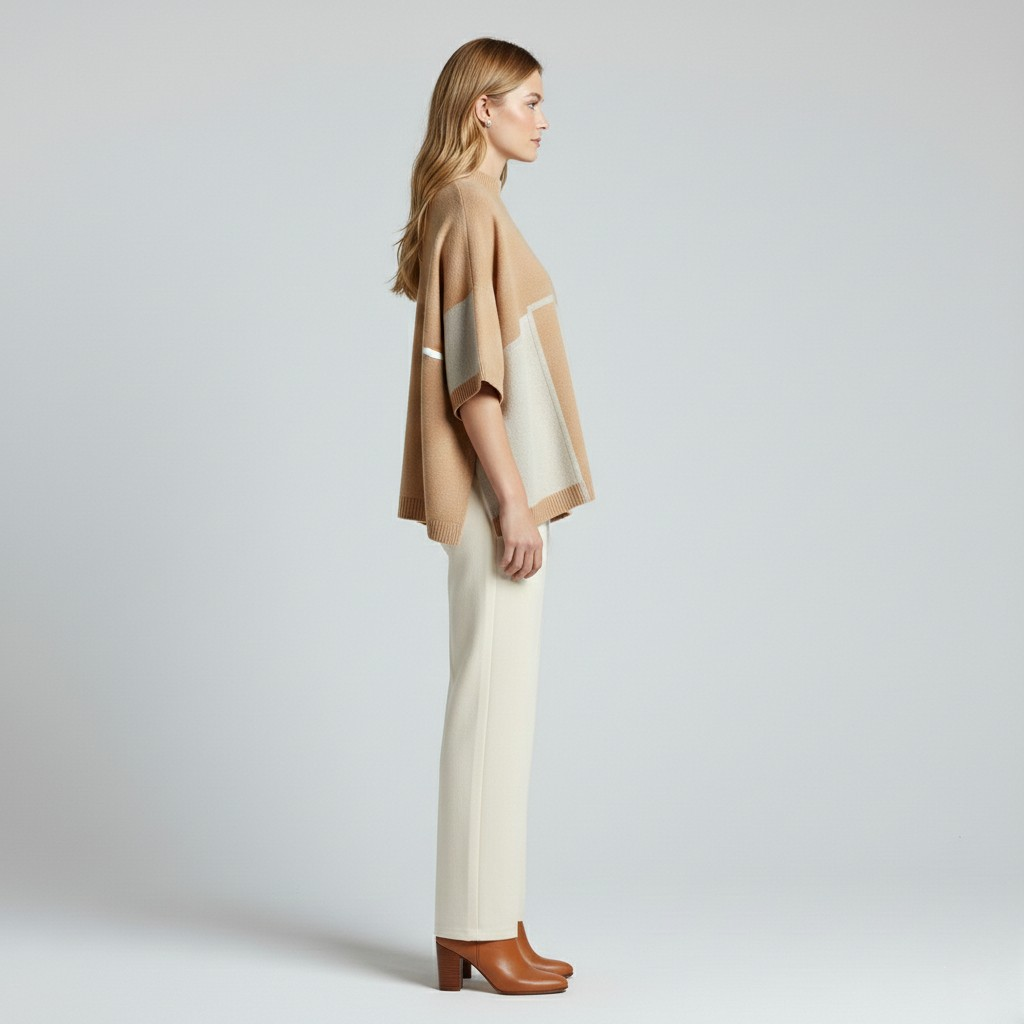 Women's Colorblock Knit Poncho