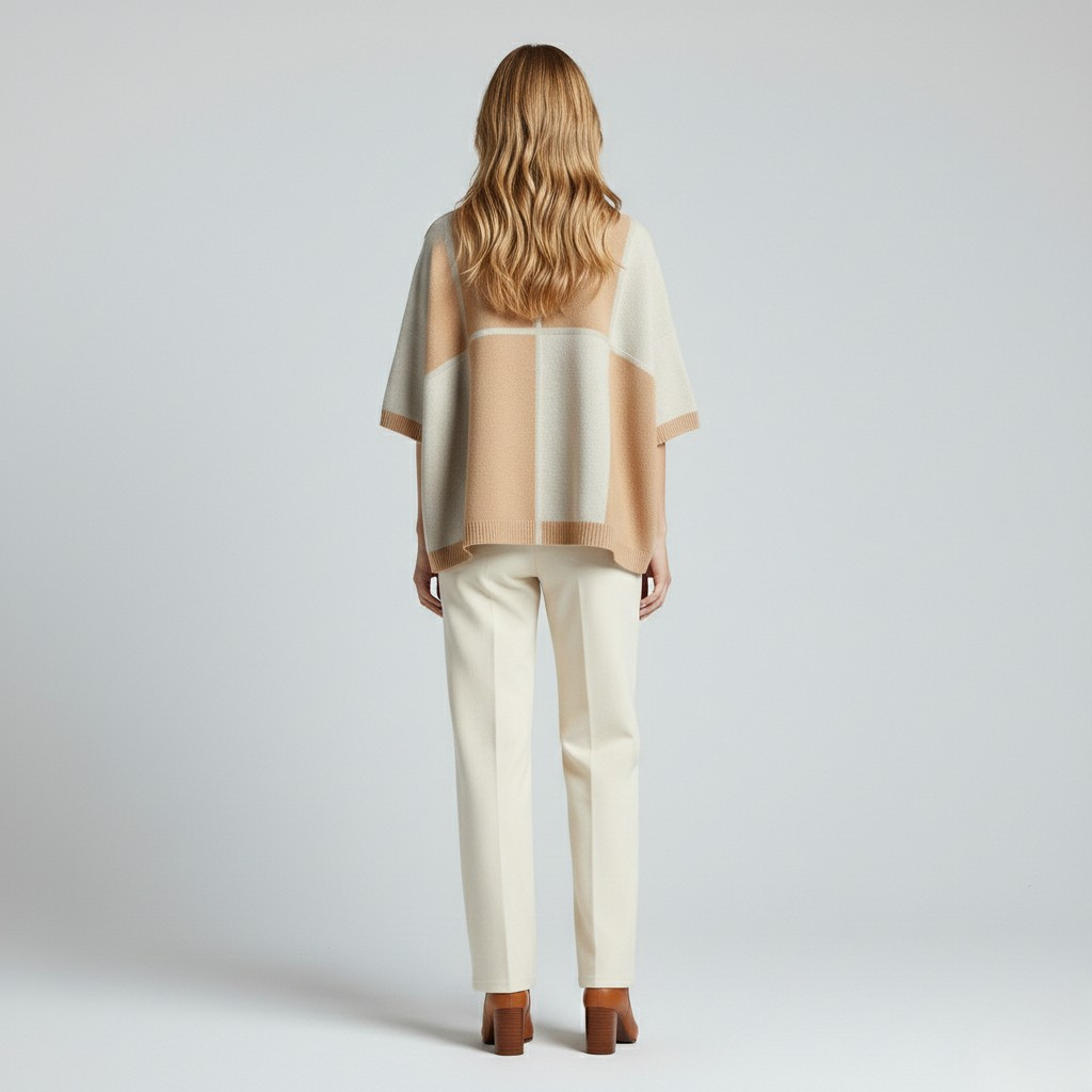 Women's Colorblock Knit Poncho