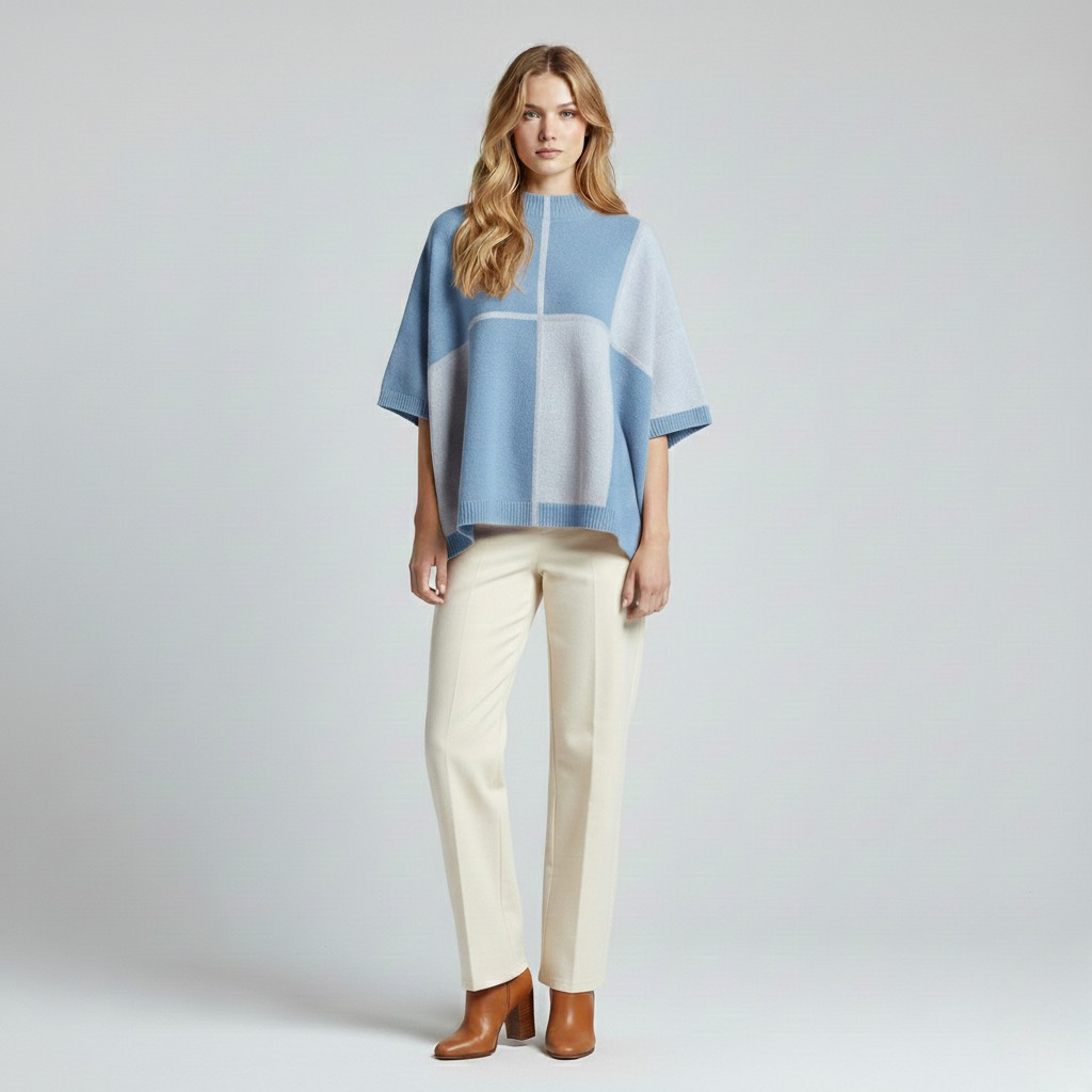 Women's Colorblock Knit Poncho