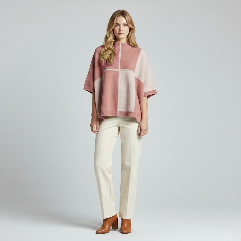 Women's Colorblock Knit Poncho