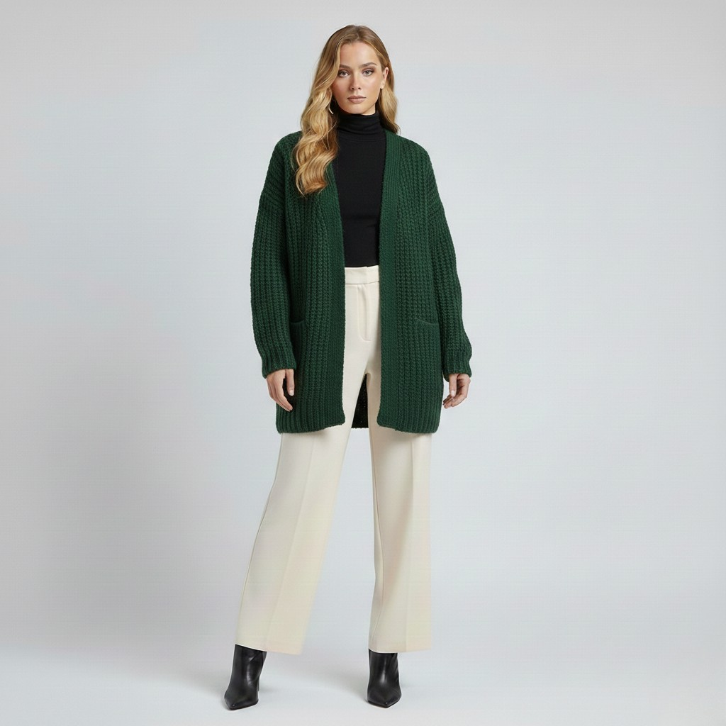Women's Chunky Knit Open-Front Cardigan