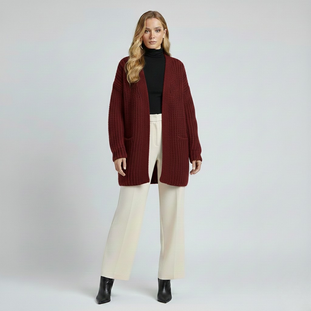 Women's Chunky Knit Open-Front Cardigan
