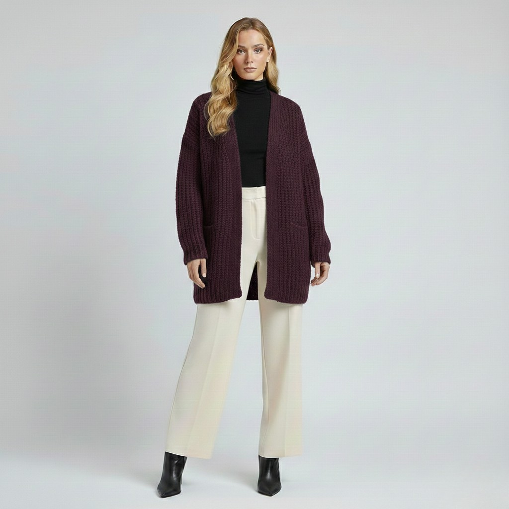 Women's Chunky Knit Open-Front Cardigan