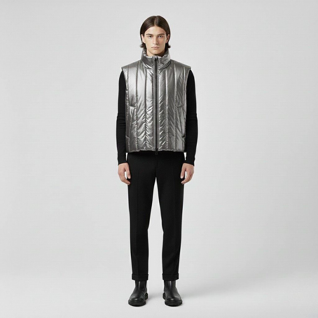 Men's Metallic Quilted Puffer Vest