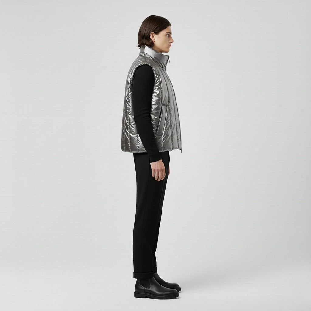 Men's Metallic Quilted Puffer Vest