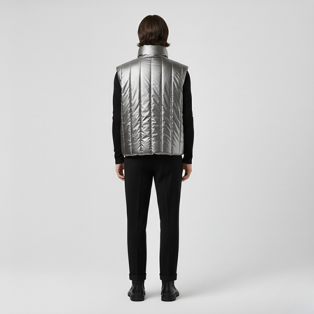Men's Metallic Quilted Puffer Vest