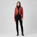 Women's Cropped Faux-Leather Moto Jacket
