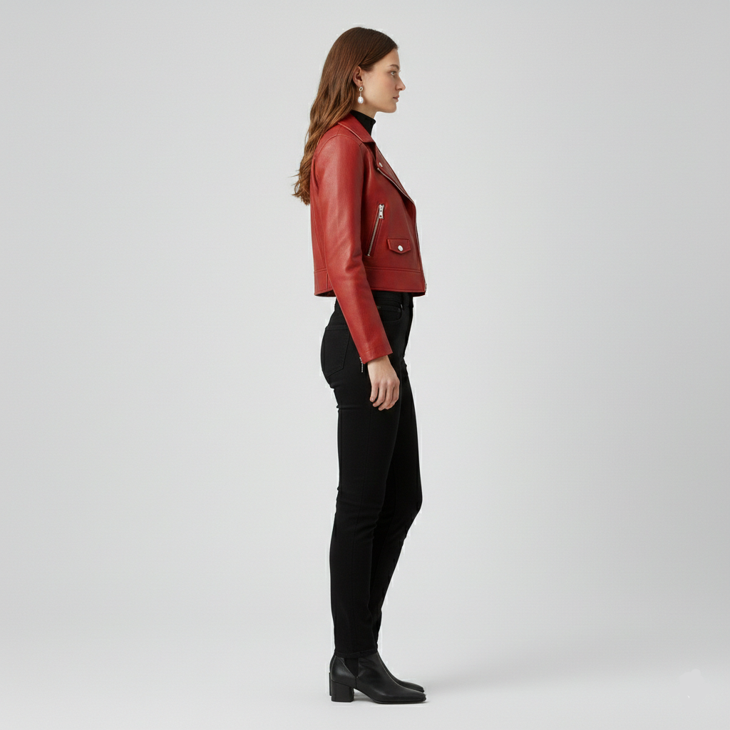 Women's Cropped Faux-Leather Moto Jacket