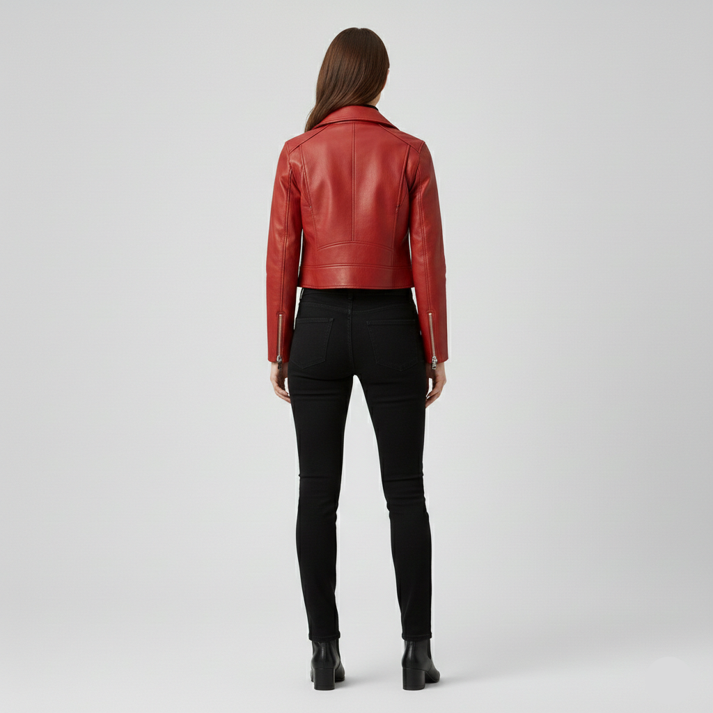 Women's Cropped Faux-Leather Moto Jacket