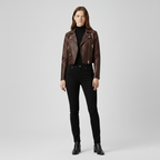 Women's Cropped Faux-Leather Moto Jacket