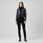 Women's Cropped Faux-Leather Moto Jacket