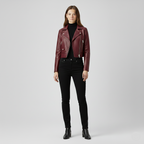 Women's Cropped Faux-Leather Moto Jacket