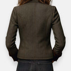 Women’s Herringbone Tailored Jacket with Velvet-Touch Trim