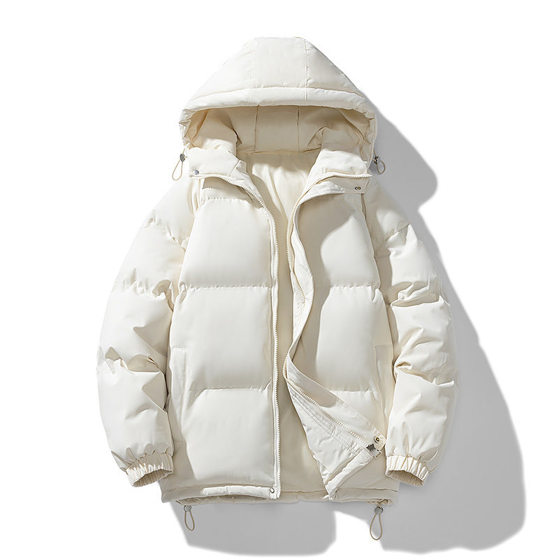 Men's hooded quilted puffer jacket with zip fastening and long sleeves