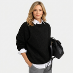 Women’s Oversized Knit Jumper – Crew Neck Long Sleeve Sweater