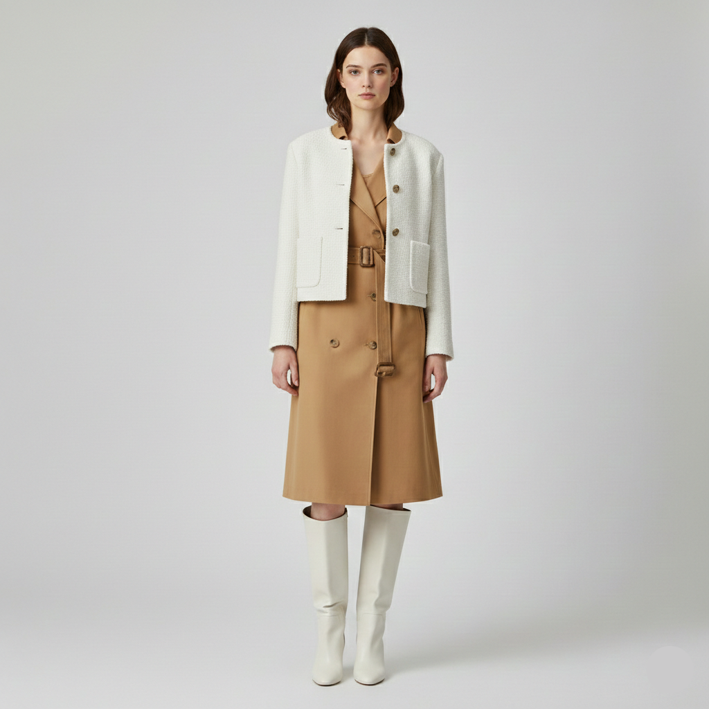 Women's Cropped Textured Button Jacket