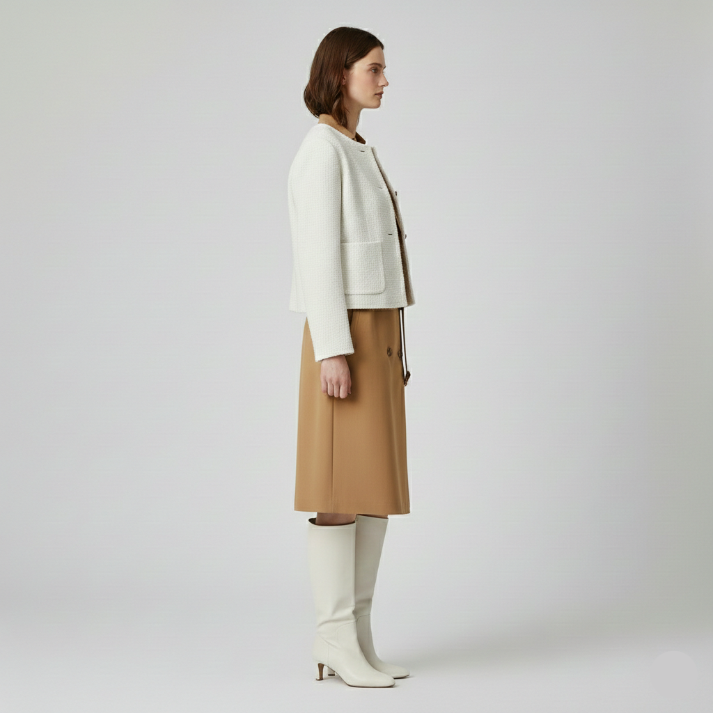 Women's Cropped Textured Button Jacket