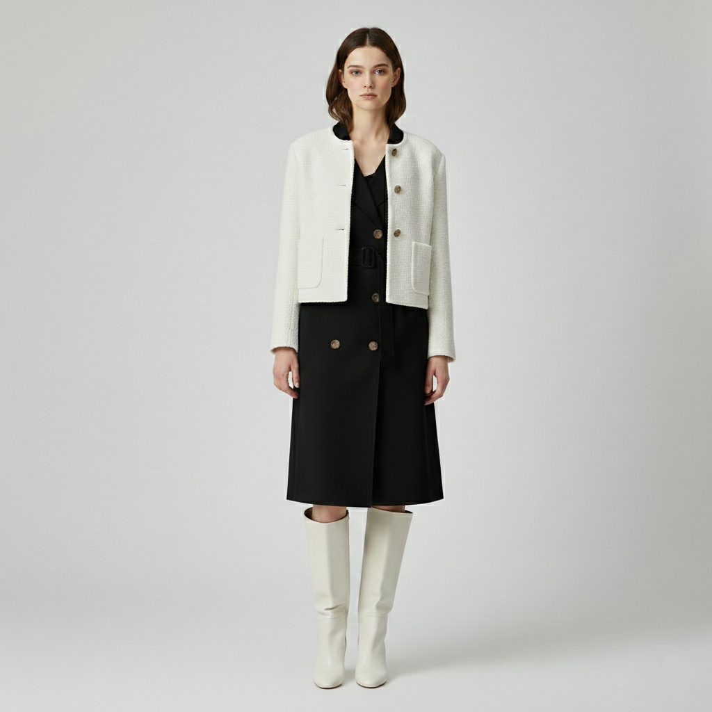 Women's Cropped Textured Button Jacket