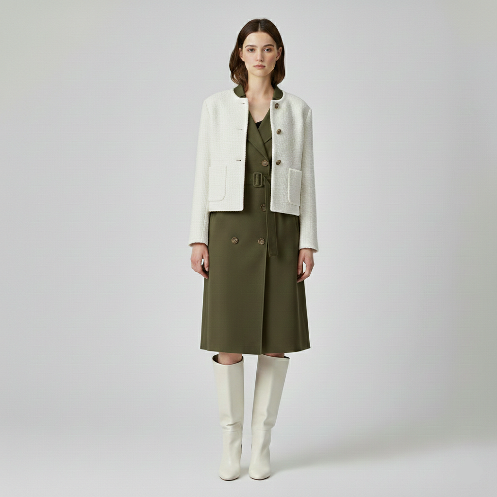 Women's Cropped Textured Button Jacket