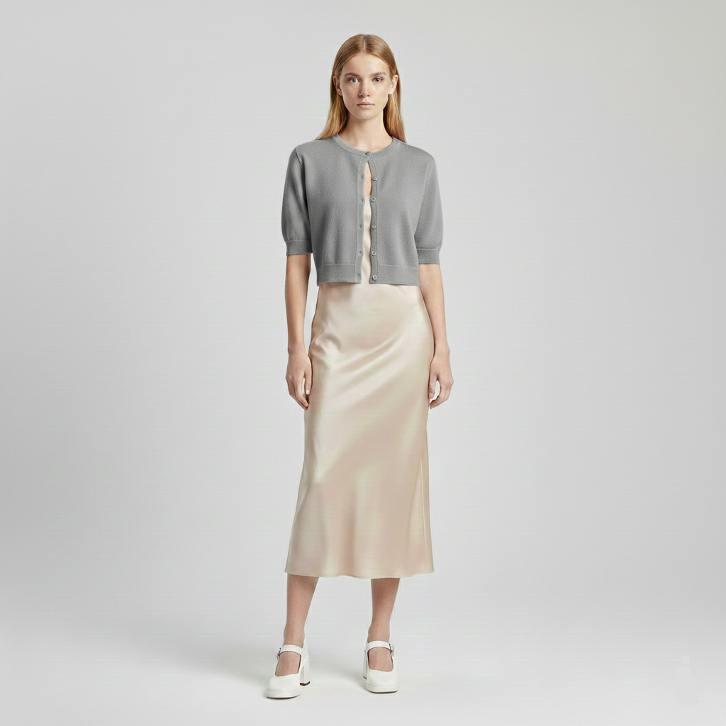 Women's Cropped Short-Sleeve Cardigan