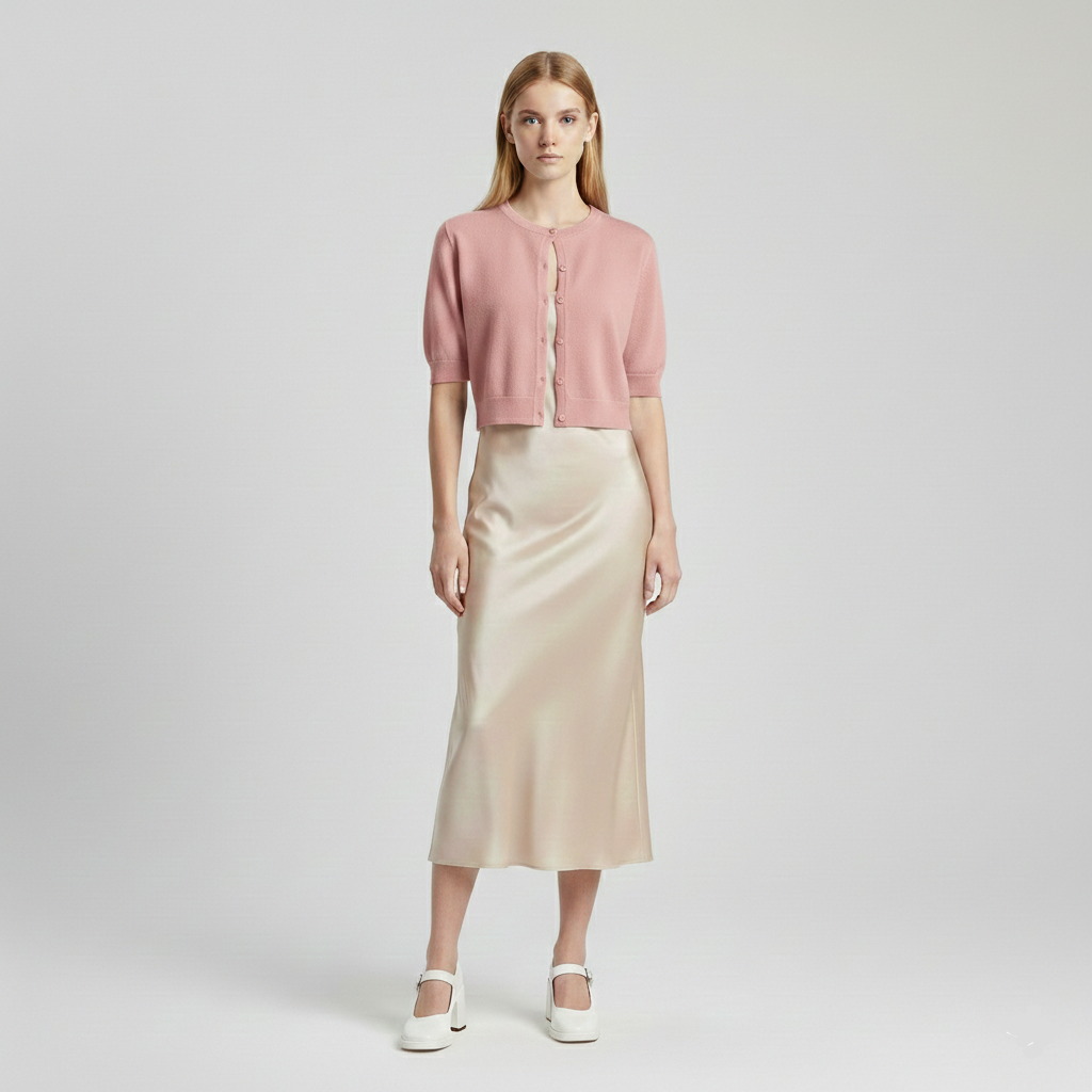 Women's Cropped Short-Sleeve Cardigan
