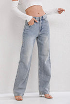 Women’s High Waisted Straight Leg Jeans – Relaxed Fit Denim Trousers