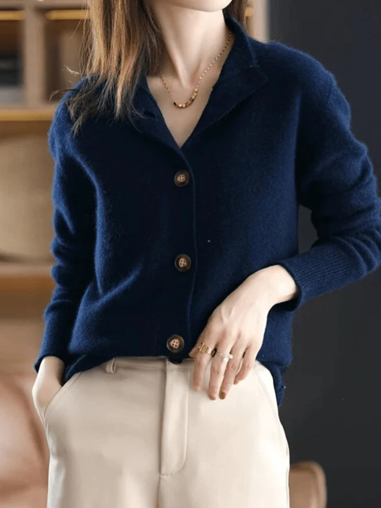 Women’s Soft Knit Mock Neck Button Cardigan