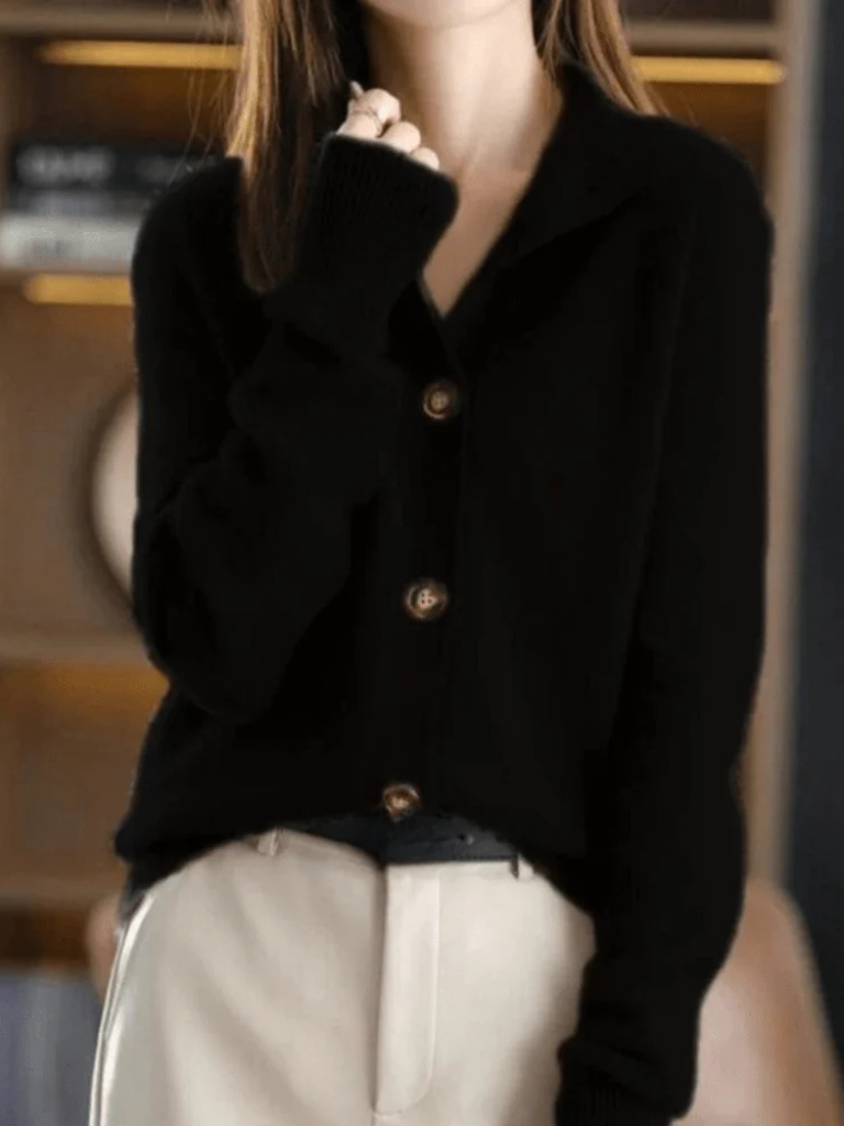 Women’s Soft Knit Mock Neck Button Cardigan