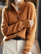 Women’s Soft Knit Mock Neck Button Cardigan