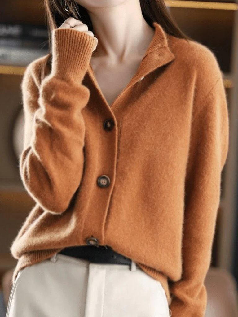 Women’s Soft Knit Mock Neck Button Cardigan