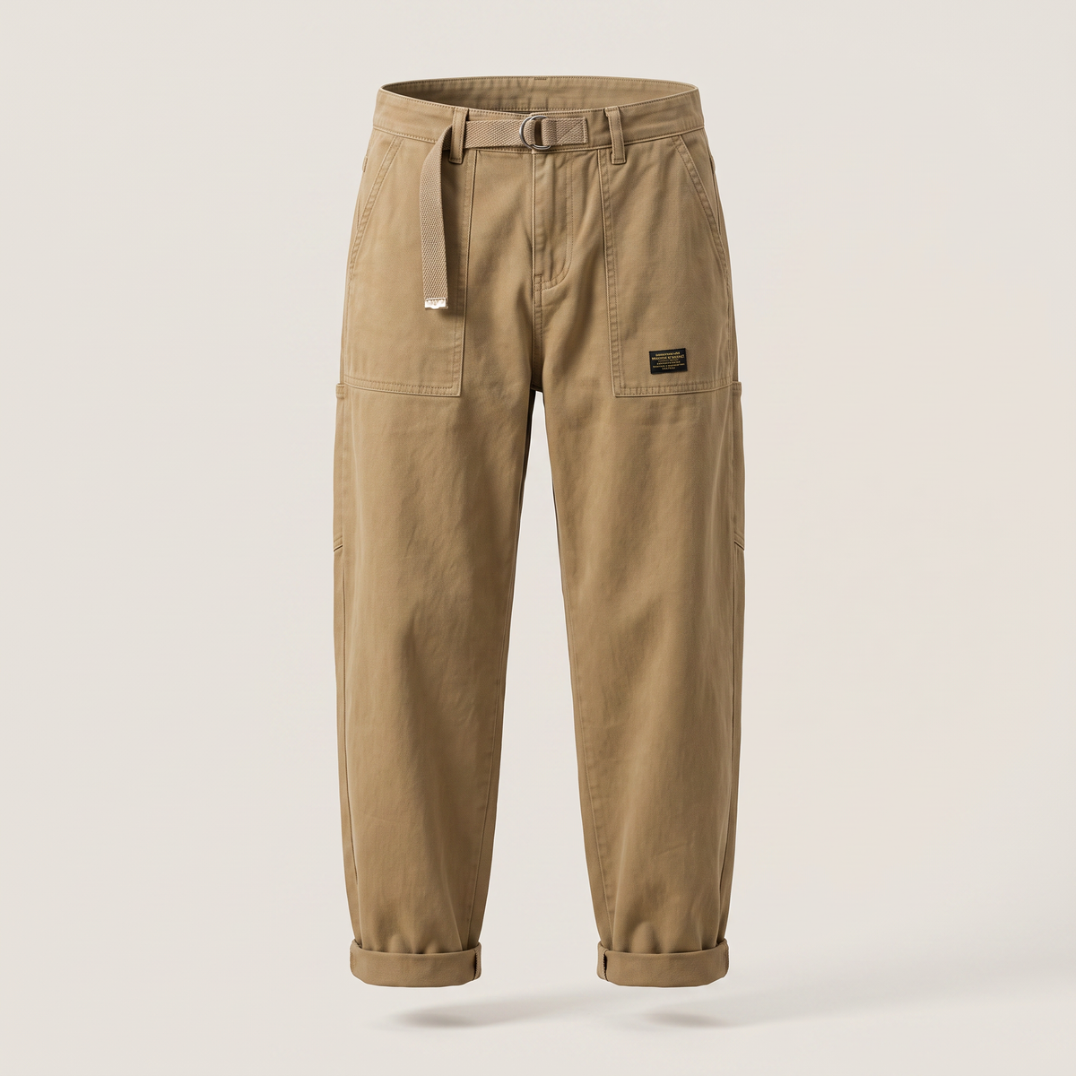 Men’s Relaxed Fit Utility Work Trousers with Webbing Belt