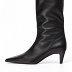 Women’s Pointed Toe Knee-High Boots with Kitten Heel