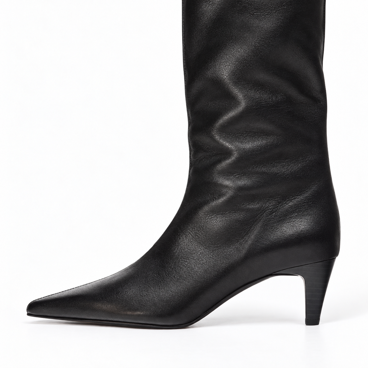Women’s Pointed Toe Knee-High Boots with Kitten Heel