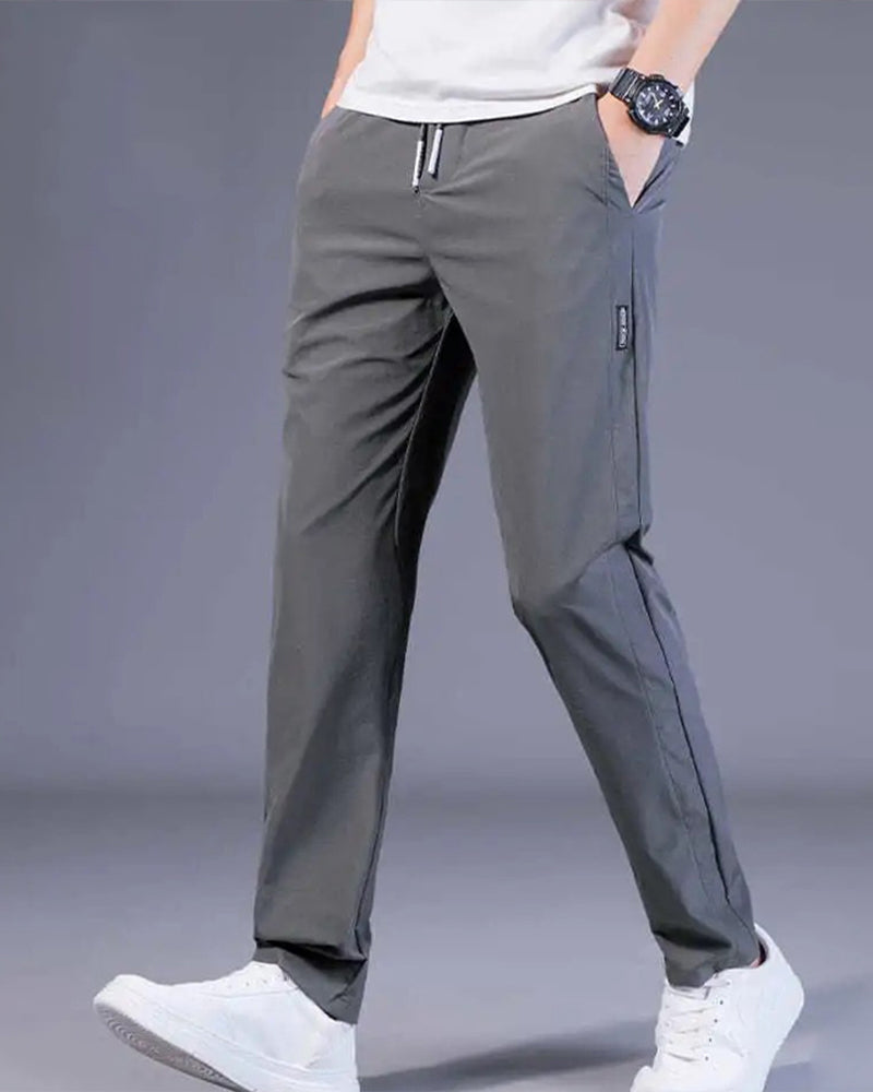 Men's Slim Fit Drawstring Woven Track Pants