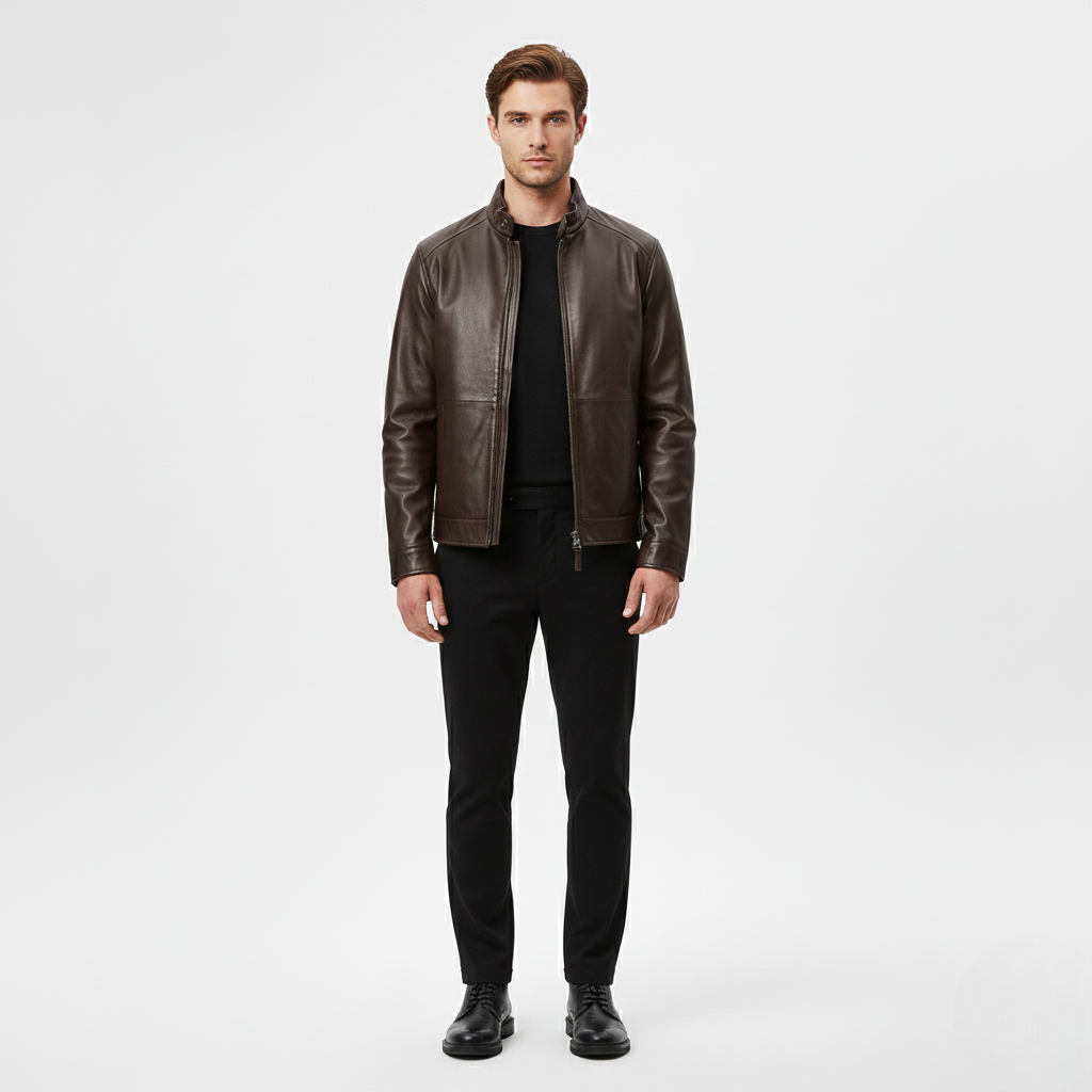Men's Faux-Leather Zip Jacket