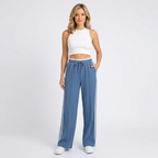 Women’s Wide Leg Track Pants with Side Stripes – High Waist Jogger Trousers