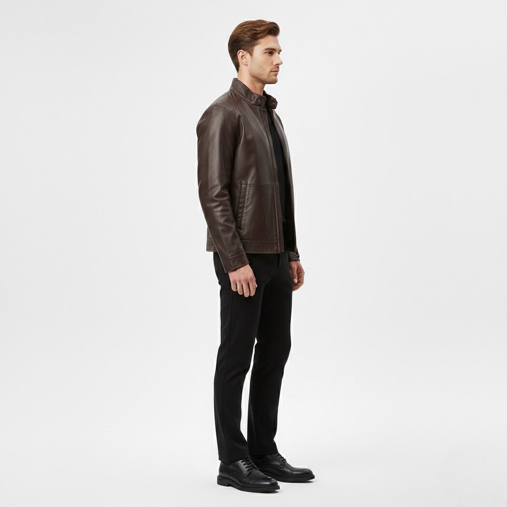 Men's Faux-Leather Zip Jacket
