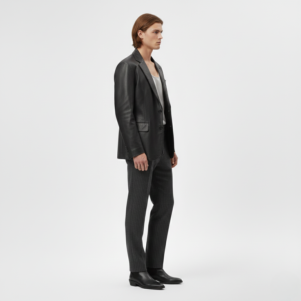 Men's Faux-Leather Blazer