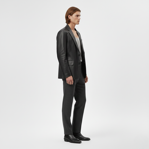 Men's Faux-Leather Blazer