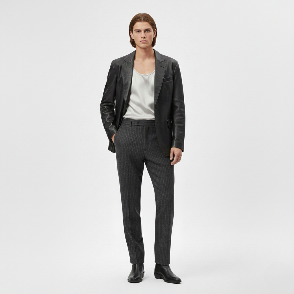 Men's Faux-Leather Blazer