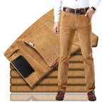 Men's straight-fit corduroy trousers with belt loops and long legs