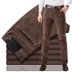 Men's straight-fit corduroy trousers with belt loops and long legs