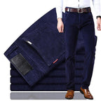 Men's straight-fit corduroy trousers with belt loops and long legs