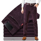 Men's straight-fit corduroy trousers with belt loops and long legs