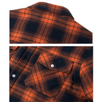 Men's checked long-sleeve shirt jacket with button front and cream lining