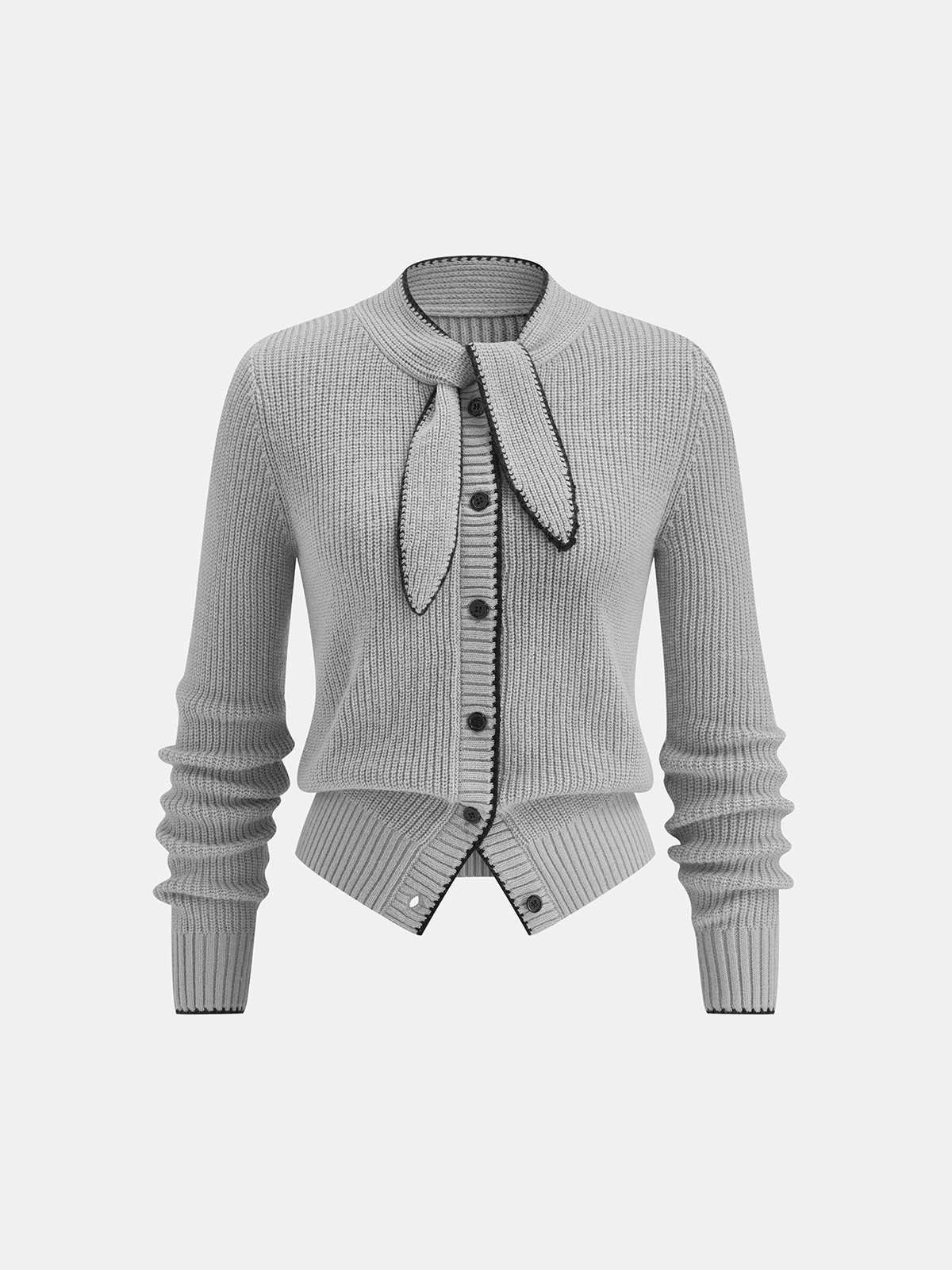 Women’s Ribbed Knit Scarf Neck Cardigan