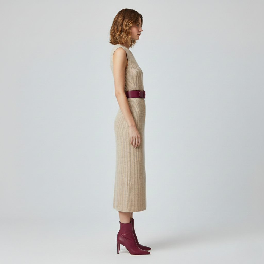 Women's Ribbed Sleeveless Knit Midi Dress