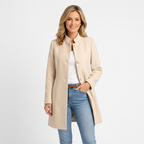 Women’s A Line Coat – Button Front Long Jacket