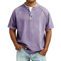 Men's Short Sleeve Band Collar Button Henley Tee